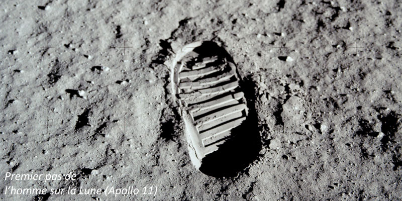 Photo du premier pas de l'homme sur la Lune (Apollo 11)